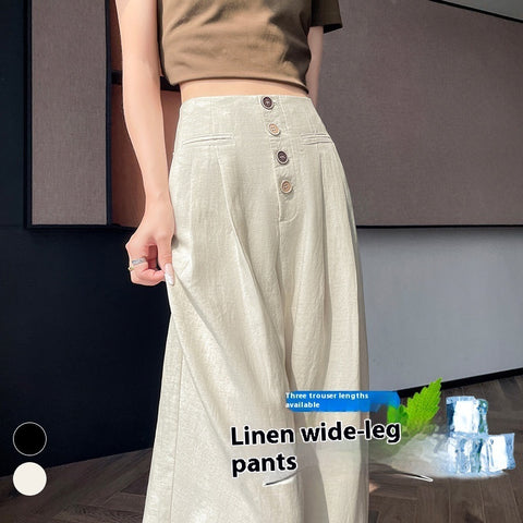Women's Cotton And Linen Wide-leg Pants Loose Drooping Casual Straight Pants