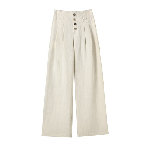 Women's Cotton And Linen Wide-leg Pants Loose Drooping Casual Straight Pants